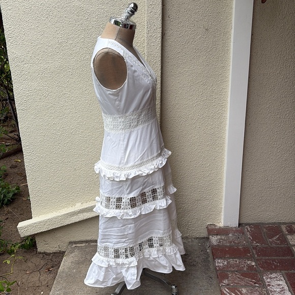Antonio Melani gorgeous crisp white midi tiered dress - Picture 5 of 13